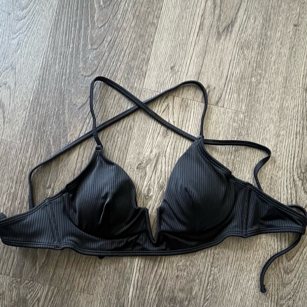 Target Black Ribbed Triangle Bikini Top